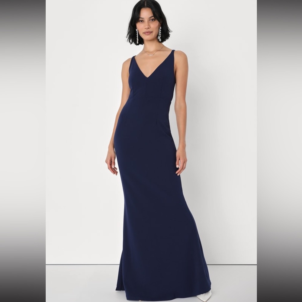 Navy Sleeveless Formal Dress